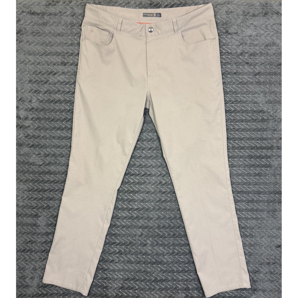 Peter Millar EB66 Pants Men's 38x34 Golf Flex Preppy Performance brown 5 pocket